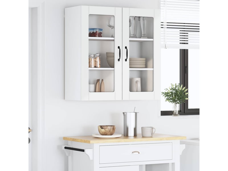  Meuble mural de cuisine, cabinet en verre mural blanc brillant 80x31x80cm shl3965  - Conforama D