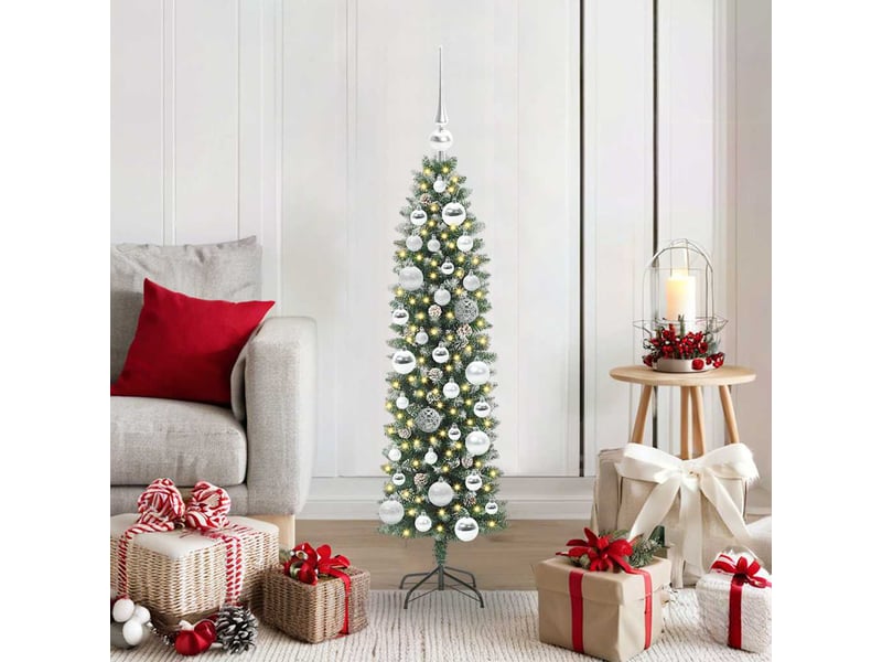  Sapin de noël, arbre de noël artificiel slim vert et blanc 120 cm shl4593  - Conforama B