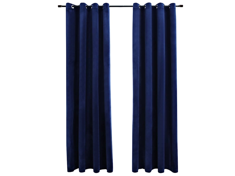  Lot de 2 rideaux occultants, rideaux black-out et anneaux velours bleu foncé 140x245cm cf44919  - Conforama A