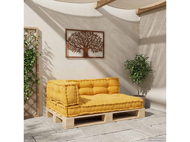  Coussin de canapé sur palette, coussin de chaise 3 pc tissu jaune 120 x 80 x 38 cm cf54211  - Conforama C