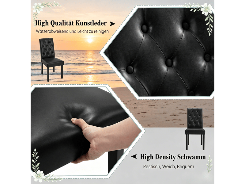  Lot de 2 chaises de salle à manger,42x49x99 cm,similicuir,noires  - Conforama D