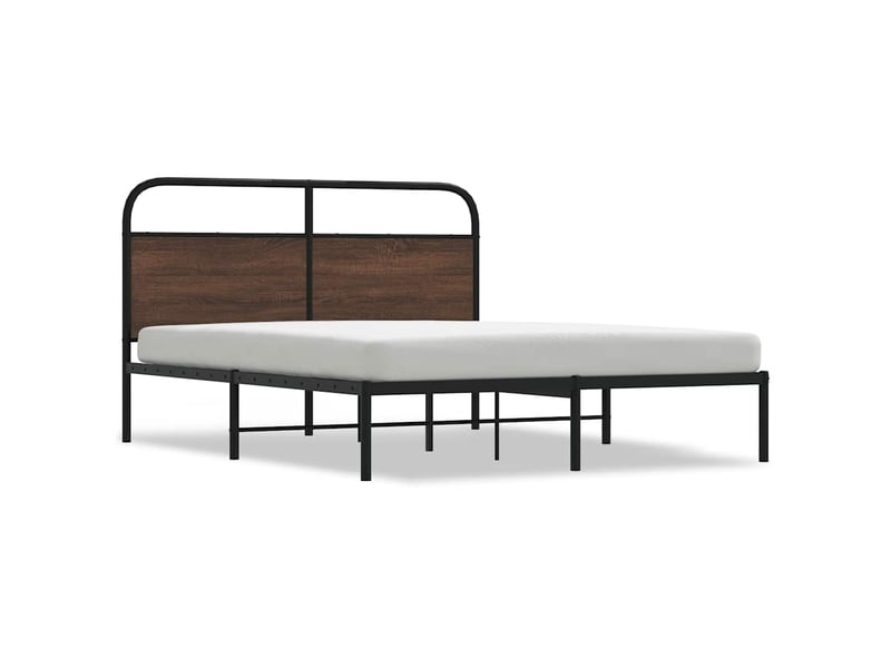  Lit double- lit adulte -  cadre de lit sans matelas 150x200 cm chêne marron  - Conforama A