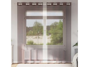 Lot de 2 rideaux en voile, voilages avec œillets marron 140x245 cm cf44377