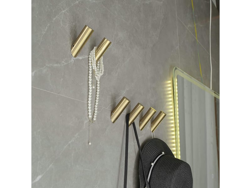 Crochets à serviettes, porte-manteaux, muraux, porte-manteaux pour salle de bain, résistants, dorés, 4 pièces, jaune - Conforama C