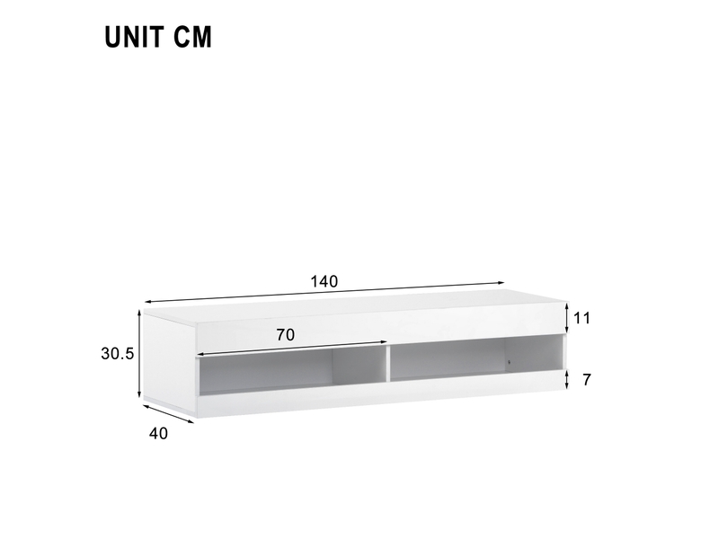  Meuble tv mural led blanc 140 x 40 x 30,5 cm  - Conforama E
