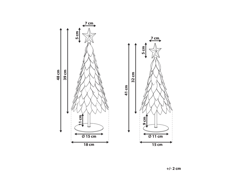 Lot de 2 figurines kemijoki 4148 cm arbre de noël doré  - Conforama C