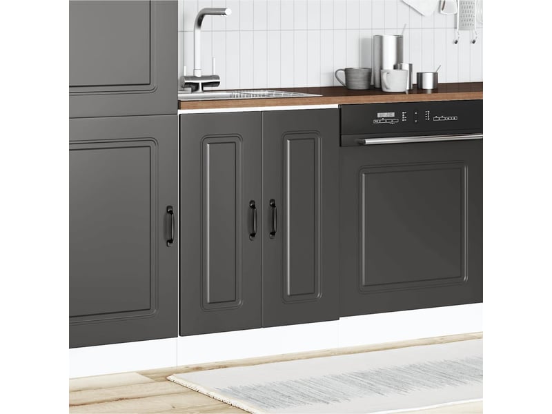 Meuble de cuisine, meuble bas pour évier kalmar noir 60x46x81,5cm bois ingénierie - Conforama C