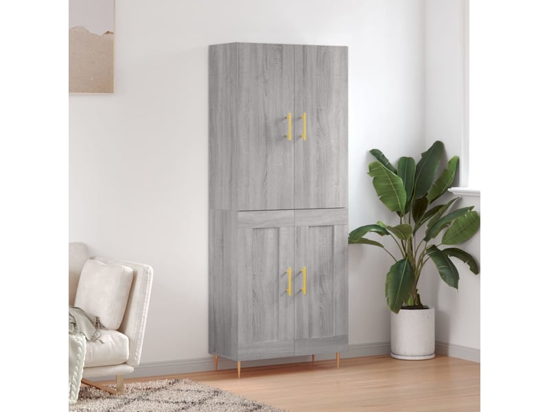  Buffet haut - bahut - meuble de rangement sonoma gris 69,5x34x180 cm bois d'ingénierie  - Conforama B