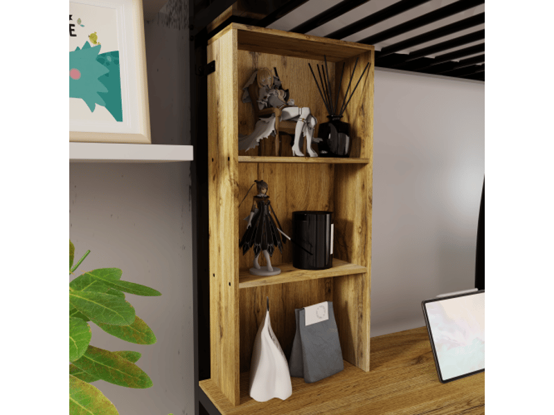  Lit mezzanine métal noir 90x200 cm, bureau intégré, rangements, placard, escalier de rangement et usb, sans matelas  - Conforama E