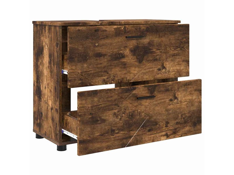 Cabinet de salle de bain, armoire salle de bain chêne fumé 76,5 x 35 x 64 cm cf65315 - Conforama E
