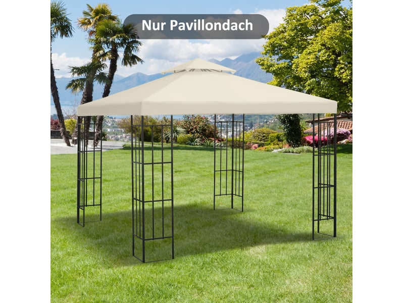 Toit double de rechange pour pavillon métallique 3x3 m – blanc crème – polyester 180 gm² avec 8 attaches - Conforama B