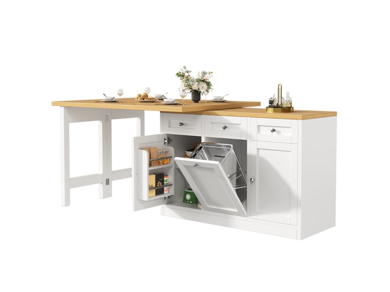  Table de bar extensible avec tiroir et rangement, blanc, 120-200x40x75,5 cm  - Conforama A