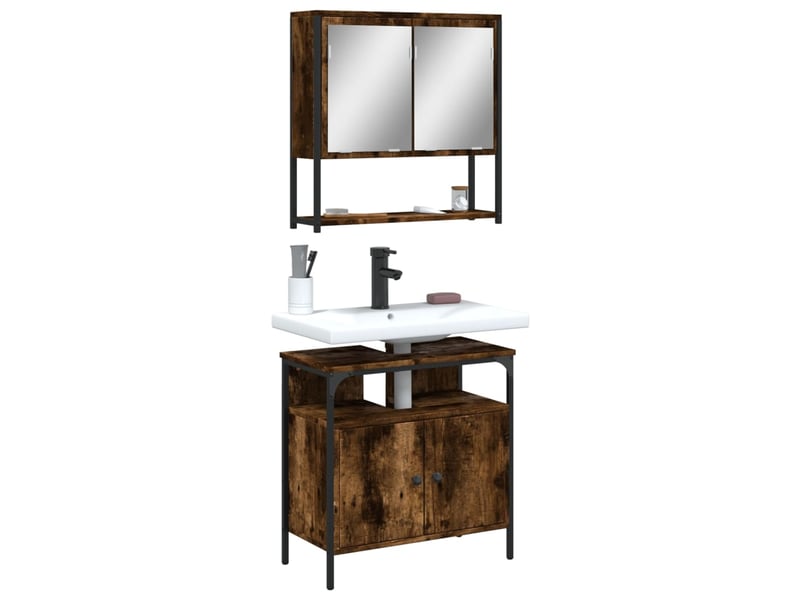  Ensemble de meubles de salle de bain 2 pcs chêne fumé cf63576  - Conforama B