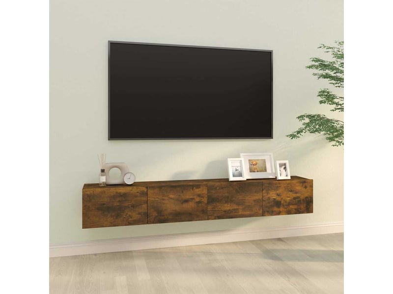  Meubles tv - banc tv - meuble de rangement muraux 2pcs chêne fumé 100x30x30cm bois d'ingénierie  - Conforama B