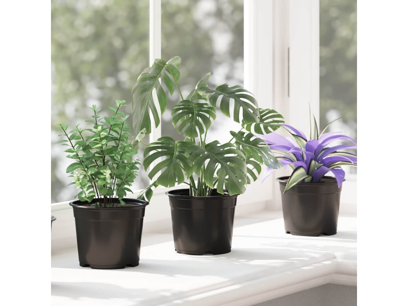 Jardinière - pot à fleurs rond 50 pcs noir ø 10 x 8 cm plastique  - Conforama E