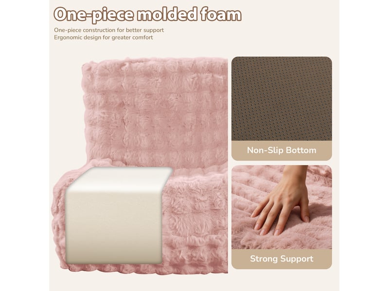  Fauteuil poire modenvie en tissu rose, forme chenille, avec dossier, garnissage haute résilience, 85 x 100 x 78 cm  - Conforama E
