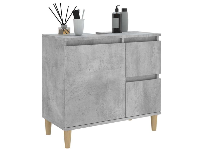  Armoire de salle de bain, meuble de rangement gris béton 65x33x60 cm shl3137  - Conforama E