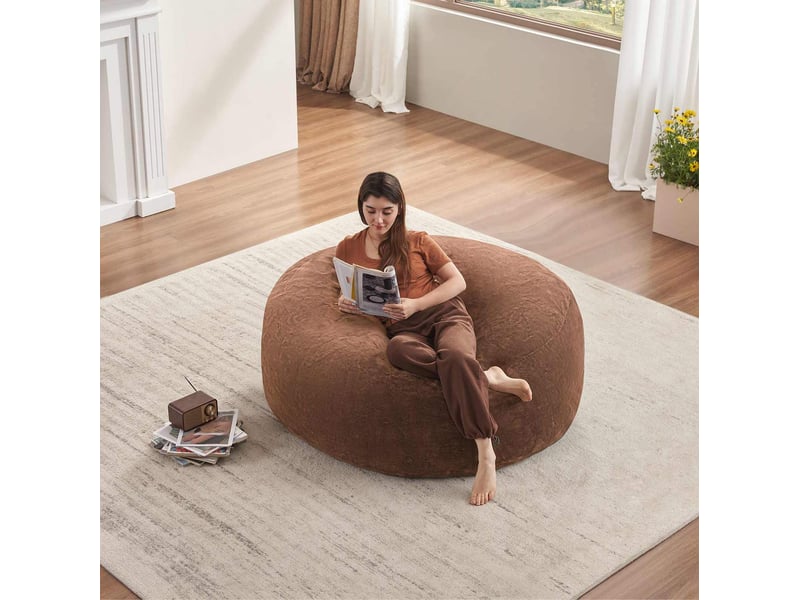  Fauteuil pouf ulevr 5ft pliable et compact, 120 x 120 x 60 cm, éponge marron café  - Conforama B