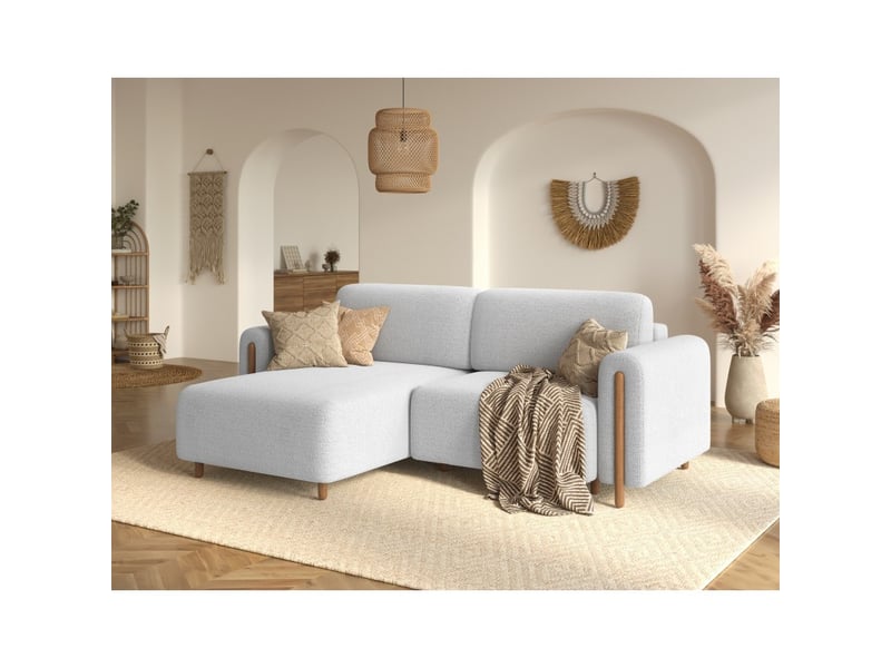  Canapé d'angle convertible arvessa blanc alpin chenille – angle gauche avec coffre  - Conforama B