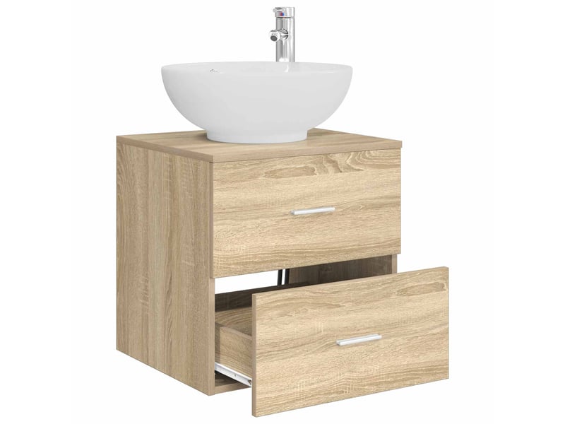  Vanité de lavabo mural, meuble de rangement chêne sonoma 49.5x44.5x66.5 cm  - Conforama C