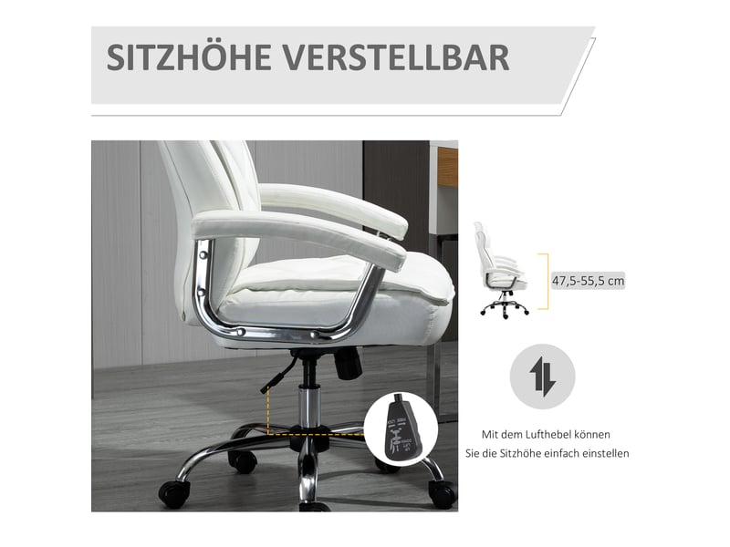  Fauteuil de bureau,66x69x121 cm,avec fonction bascule,similicuir,blanc  - Conforama D