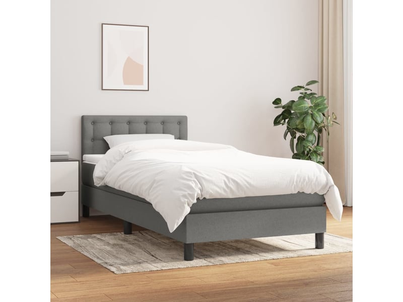  Lit simple, sommier à lattes de lit avec matelas gris foncé 100x200cm tissu shl24873  - Conforama B