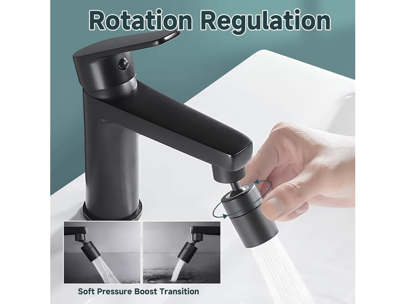  Aérateur raccord pivotant 360° 2 modes, économiseur évier cuisine salle bain noir  - Conforama D