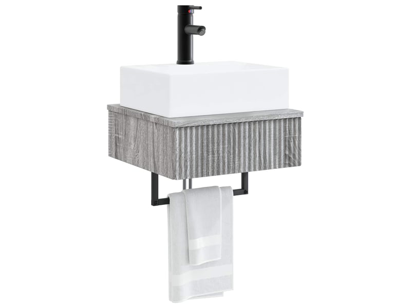  Basin de lavage mural, lavabo sonoma gris 40x41x39 cm  - Conforama C
