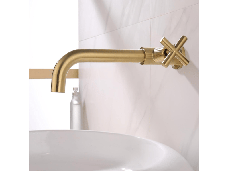  Robinet mural, robinet de jardintoilette, robinet pivotant latéral avec poignées croisées - doré  - Conforama B