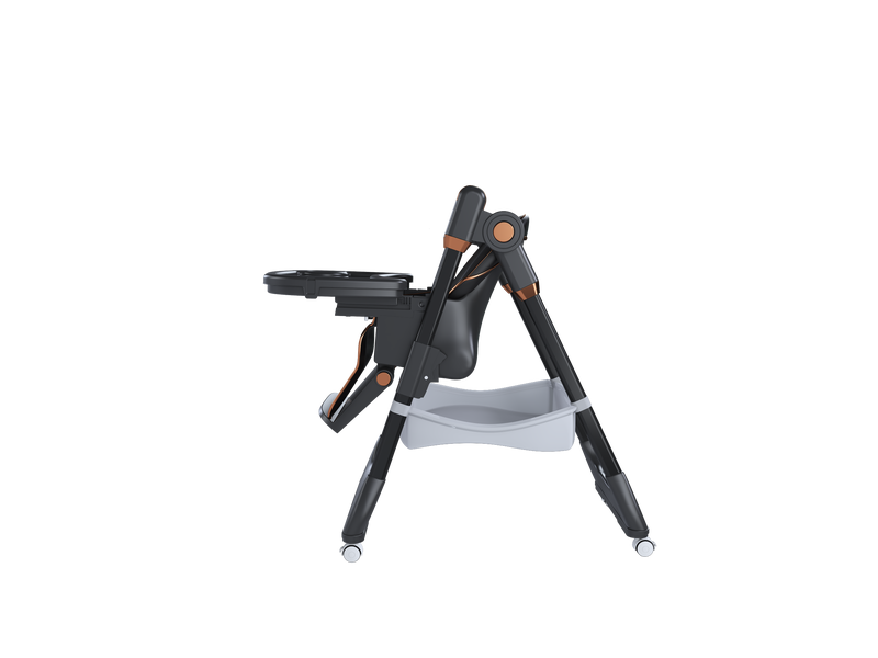  Chaise haute bébé réglable,6 mois à 6 ans pliable avec plateau et roulettes,noire  - Conforama A