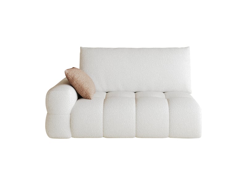 Canapé 2 places avec méridienne réversible sans montage - assise moelleuse, tissu doux - blanc crème - Conforama A