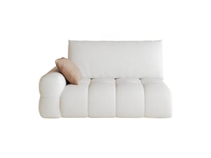Canapé 2 places avec méridienne réversible sans montage - assise moelleuse, tissu doux - blanc crème