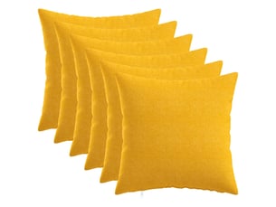 Lot de 6 coussins avec oreiller, coussins décoratifs heerlen jaune clair tissu cf50714