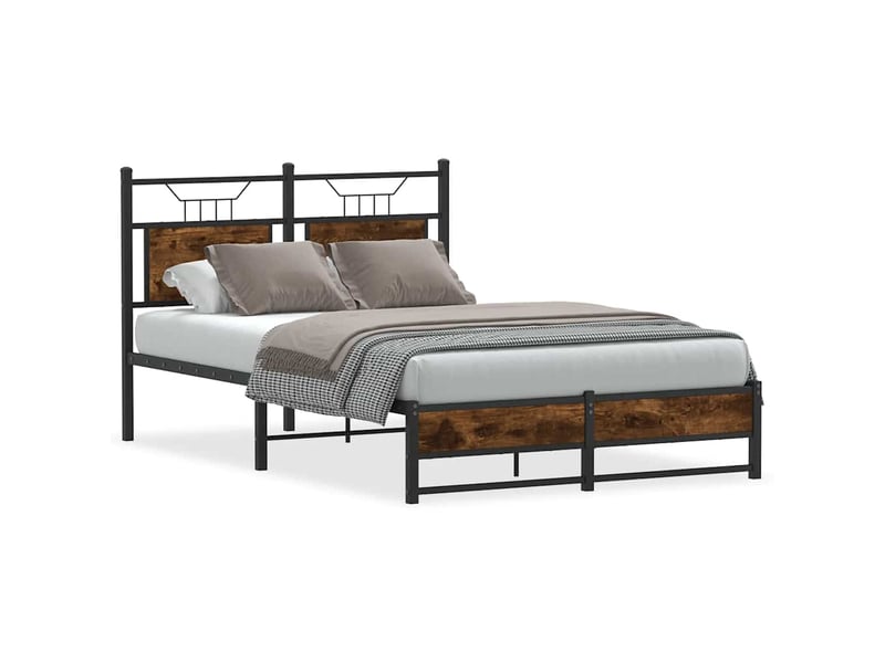  Lit double- lit adulte -  cadre de lit sans matelas chêne fumé 120x190 cm bois ingénierie  - Conforama A