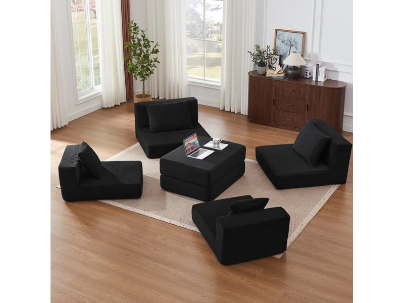  Canapé modulable 3 places 187x96x80 cm noir, socle antidérapant  - Conforama E