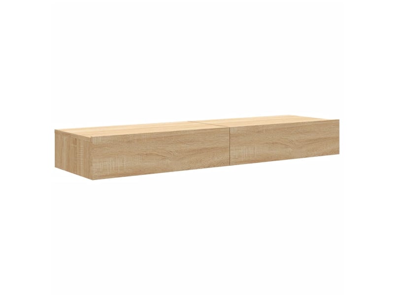 Meubles tv - banc tv - meuble de rangement avec éclairage led 2 pcs chêne sonoma 60x35x15,5 cm - Conforama C