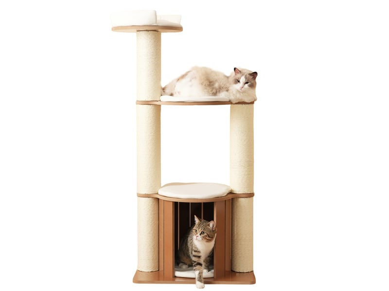 135 cm en mdf avec coussins amovibles, niche et fixation anti-basculement marron et blanc chicfurn - Conforama A