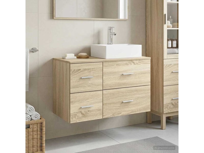  Ensemble de mobilier de salle de bain 2 pc chêne sonoma cf64121  - Conforama B