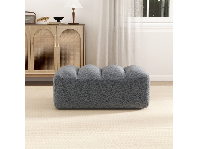  Repose-pieds - 104x61x45 cm - ottoman modulaire sans cadre en molleton bouclé - gris  - Conforama D