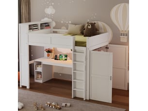 Lit mezzanine 90x200 cm <strong>MODENVIE</strong> <strong></strong> coloris blanc