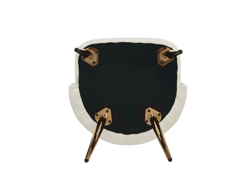 Lot de 6 chaises de salle à manger l58,5 x p62 x h78 cm en polyester et fer avec patins réglables blanches et dorées chicfurn - Conforama D