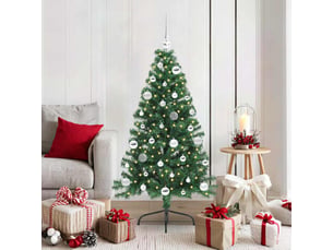 Sapin de noël artificiel, arbre de noël pré-éclairé vert 150 cm pvc shl7348