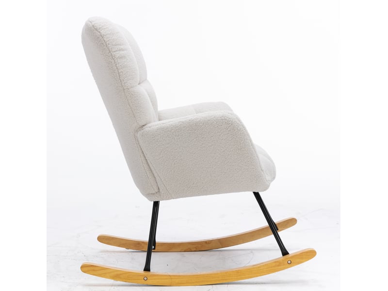  Fauteuil à bascule 80x70x95 cm dossier haut bois et métal blanc  - Conforama D