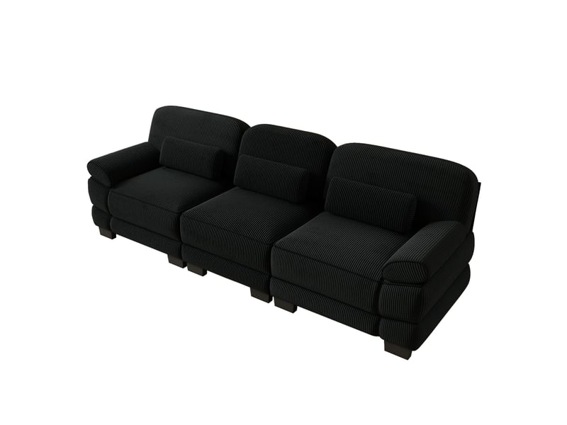  Canapé modulable - 3 places - assise profonde - velours côtelé - mobilier de salon - configuration flexible - design moderne - noir CozyNest - Conforama A