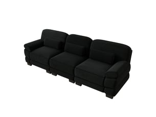 Canapé modulable - 3 places - assise profonde - velours côtelé - mobilier de salon - configuration flexible - design moderne - noir