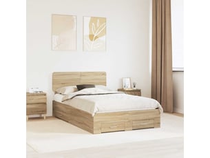 Lit adulte, lit semi-double, cadre de lit chêne sonoma 135x190cm bois d'ingénierie cf6186