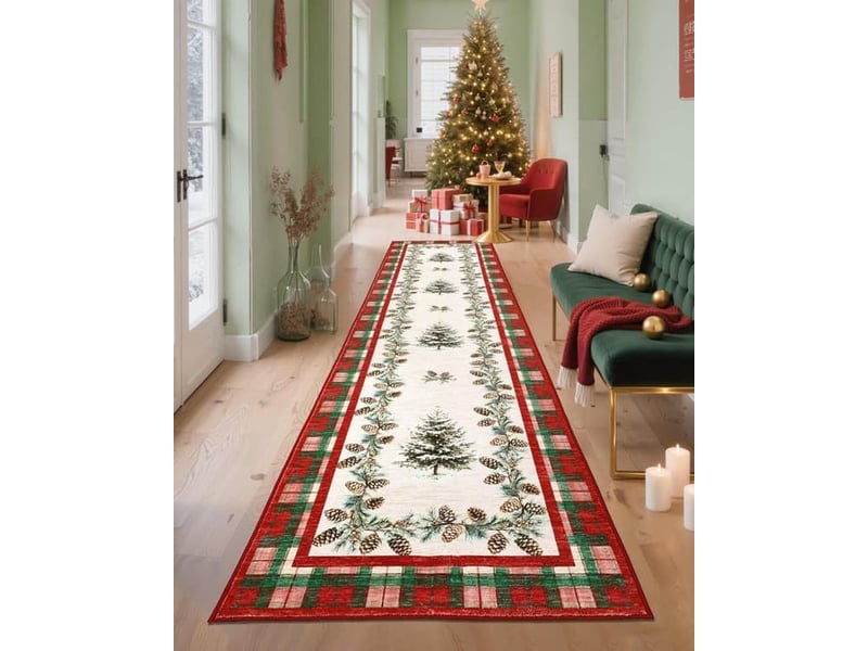  Tapis de noël à carreaux rouges, à poils courts (0,5 cm d'épaisseur),pour les chambres d'enfants,les chambres à coucher et les salons,60 x 180 cm SZPB770249JJZJ - Conforama D