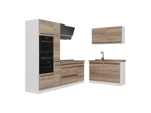 Vicco cuisine en angle, sonomablanc, 230 x 120 cm plan de travail chêne doré