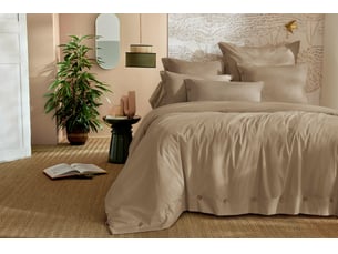Housse de couette 240 x 220 cm + 2 taies 65 x 65 cm 100% percale de coton 120 fils perrine ficelle
