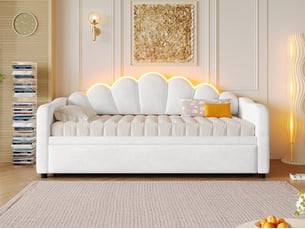 Lit gigogne 90x200 cm <strong>LEYTN</strong>  <strong></strong> coloris blanc